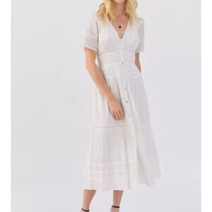 ASTR The Label White Honeymoon Lace Midi Dress, Size Small